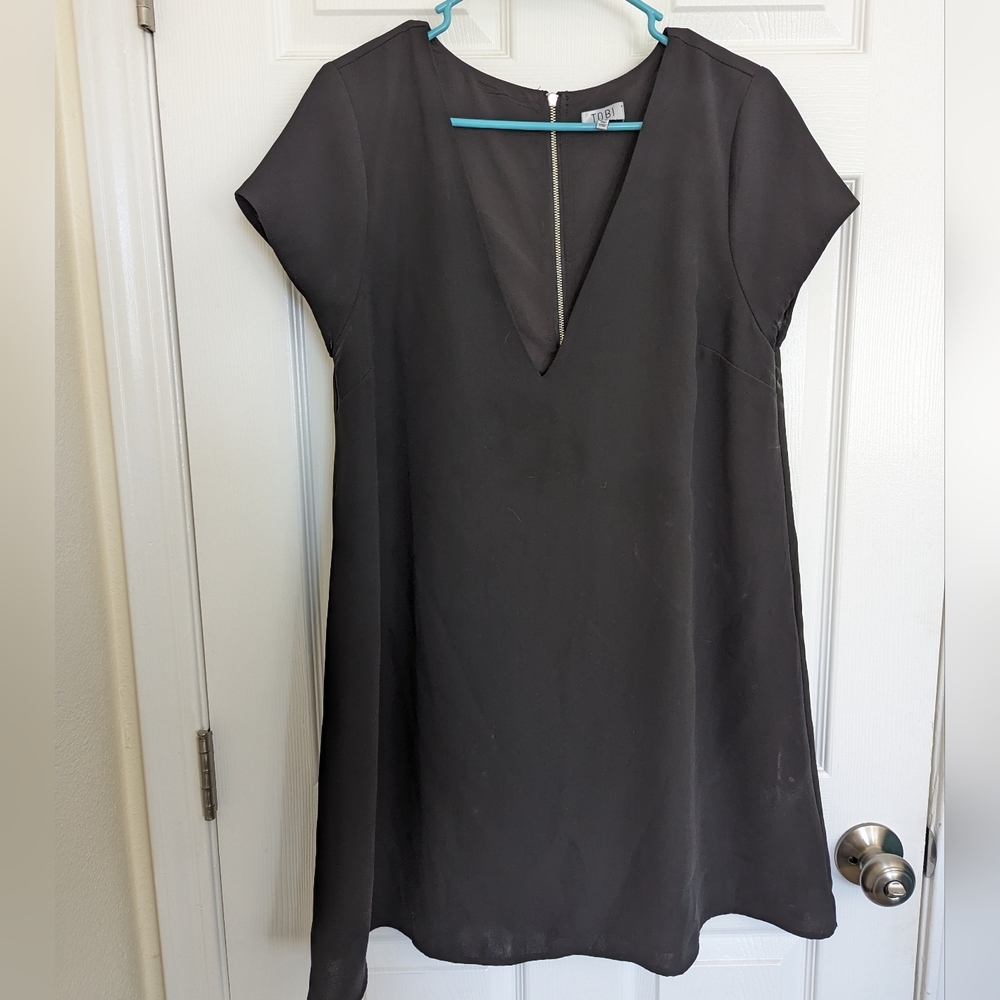 VNeck Tshirt/Swing Black Dress